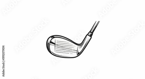 Stylized drawing of a golf club head and shaft on a white background