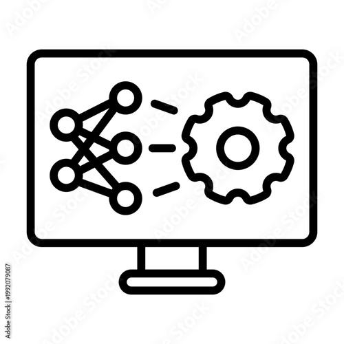 Model Training Icon – Machine Learning Process Line Icon