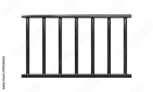A realistic window with black metal bars and vertical bars.