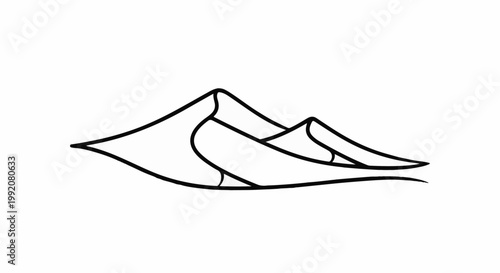Stylized line art of rolling sand dunes against a white background
