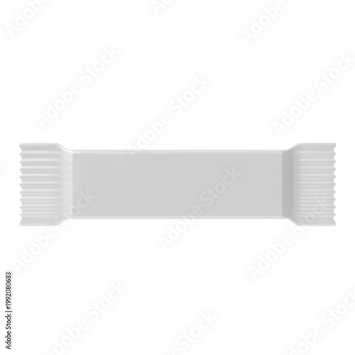Protein bar package with white wrapper 3D vector mockup, flow packaging bars, candy, chocolate, waffles, fitness snack