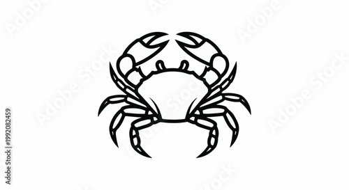 Stylized outline of a crab with claws raised