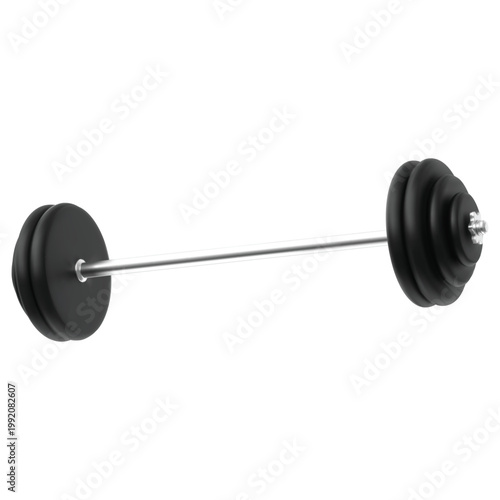 Barbell realistic 3D vector, barbell with multiple weights plates for gym workout and strength training, sport equipment