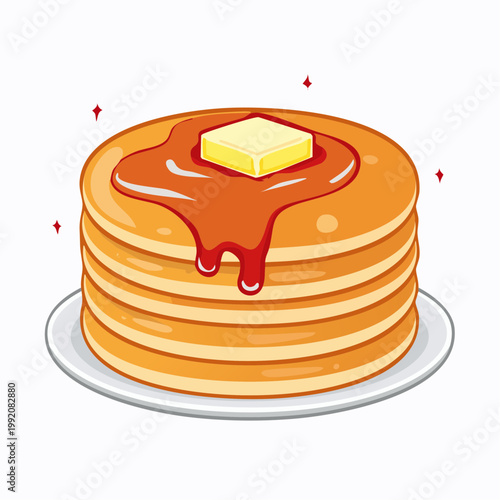 Stack of Pancakes with Butter and Syrup
