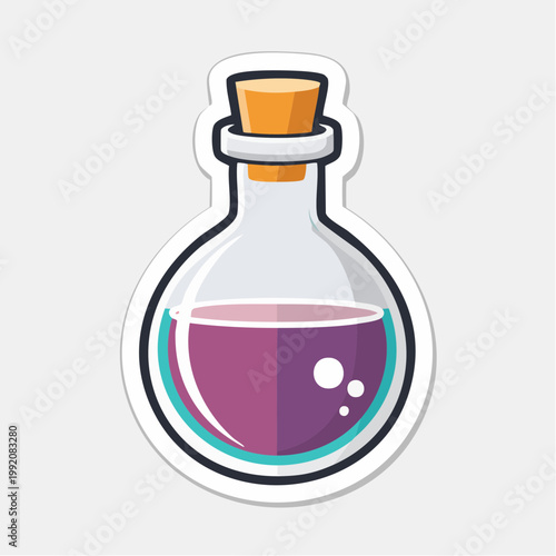 Cartoon Potion Bottle with Purple Liquid