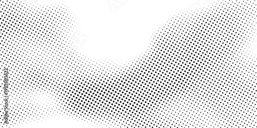 Grunge halftone corner gradient. Distress fading grit noise background. Retro pixel backdrop texture. Black and white sand wallpaper. Vector textured gritty surface. Anime or manga style comic overlay