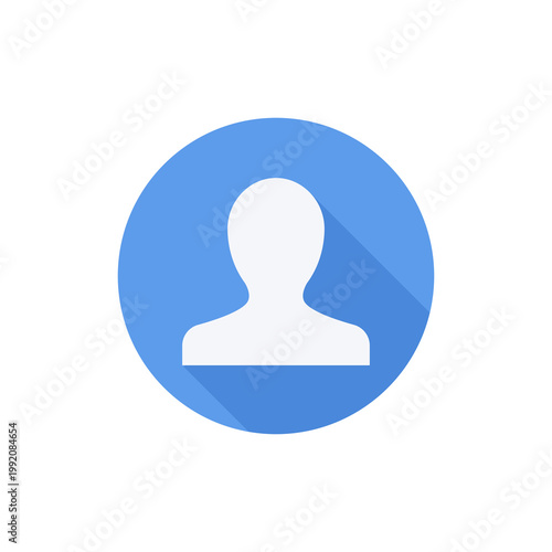 A simple icon of a person on a blue circle background