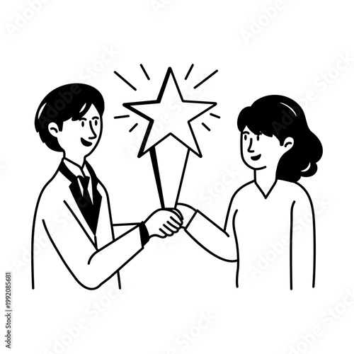 A doodle style icon representing winning award
