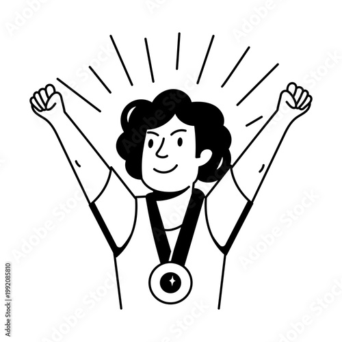 A doodle style icon representing triumph
