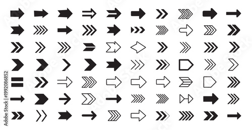Extensive collection of 96 modern arrow icons in solid and outline styles.