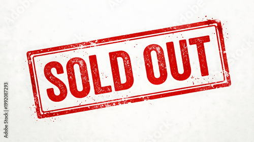 A red stamp with the words SOLD OUT on a white background