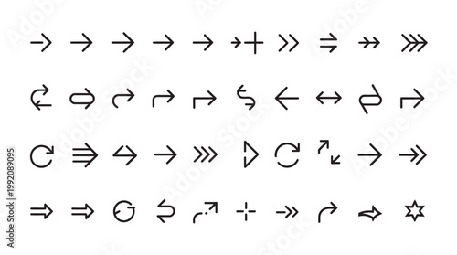 Variety of arrow icons and symbols for web design, navigation, and directional cues