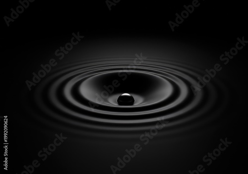 Abstract view of a dark, smooth surface with a central, subtle ripple suggesting powerful potential within a vast, silent void, monochrome, depth, background