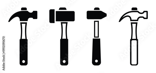 Hammer Tool Icon for Construction and Repair Work Concept Vector Illustration.