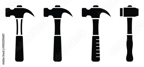Hammer Symbol Representing Building and DIY Work Vector.