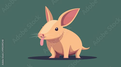 Animated cartoon illustration of a cute rabbit with long ears and tongue sticking out