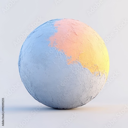 White and blue sphere a visually striking white and blue sphere representing a celestial body or abstract concept