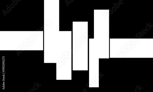 Konstfotografi Abstract black and white geometric background with intersecting rectangular shapes in a modern minimalist style