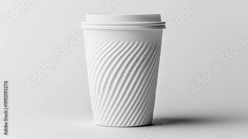 White coffee cup with wavy pattern a clean white coffee cup featuring a distinctive wavy pattern perfect for serving beverages
