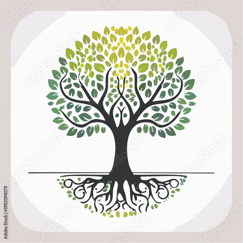 vector tree with green leaves