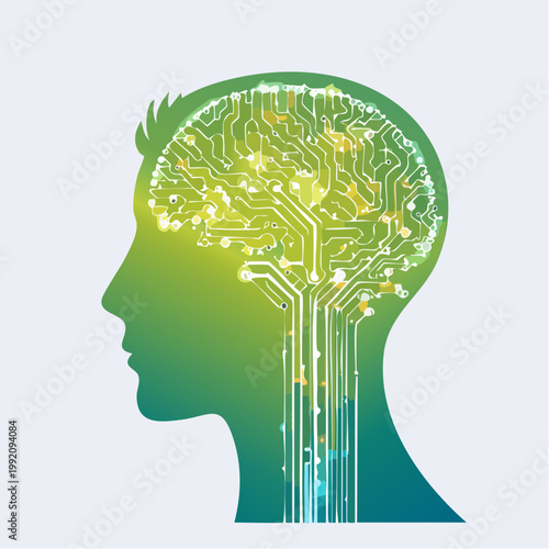 human head with green tree inside