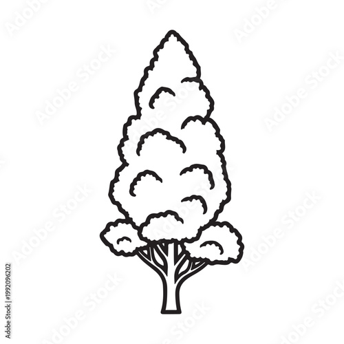 Minimalist coniferous tree line art vector illustration isolated for logo or icon design