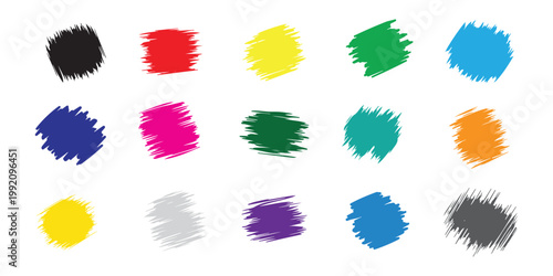 Hand drawn paint brush strokes colorful texture set for creative design use