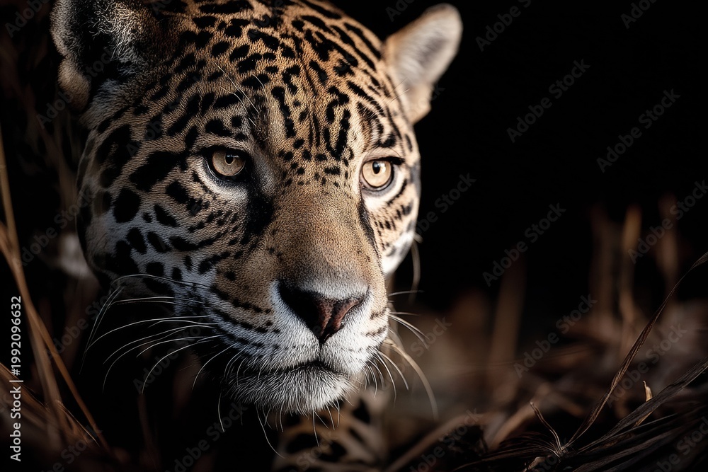 Obraz premium Portrait of a jaguar hunting