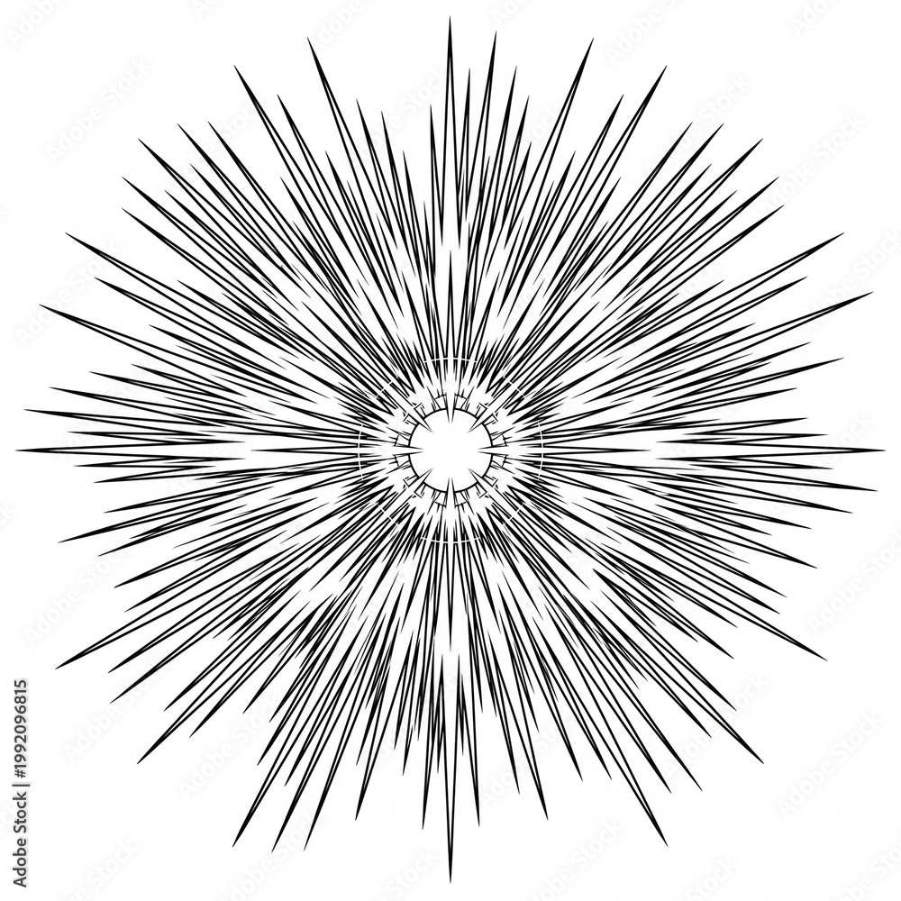 Obraz premium Technical line art of holy light rays and sunburst.