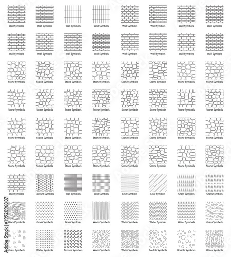 Architectural CAD Hatch Patterns Set seamless construction Material Symbols Floor Plan Texture Collection