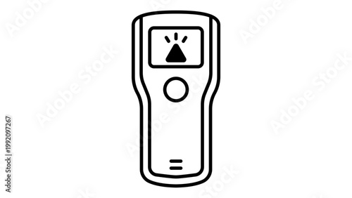Stud Finder Device for Wall Scanning and Construction, Minimalist Black Line Vector Icon Illustration with Editable Stroke for DIY Home Improvement, Renovation, and Professional Carpentry Tools.