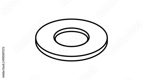 Schilderij op canvas Minimalist Flat Round Washer Ring Vector Icon with Editable Stroke
