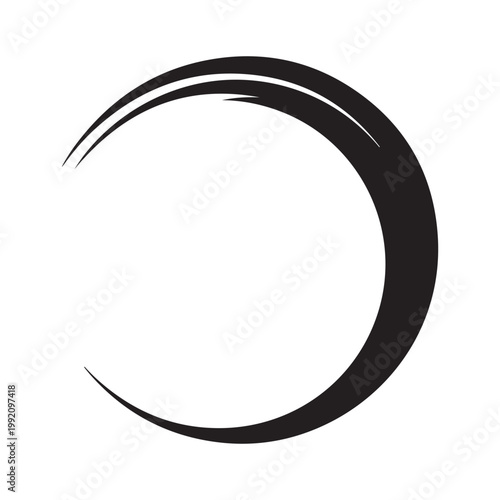 Black ink brushstroke enso circle vector illustration for zen meditation and minimalist logo design
