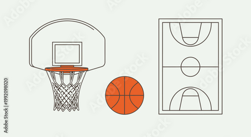 A professional basketball hoop with an orange ball and net stands against a white background, featuring a sturdy backboard and ring ready for a high-scoring game or a powerful dunk