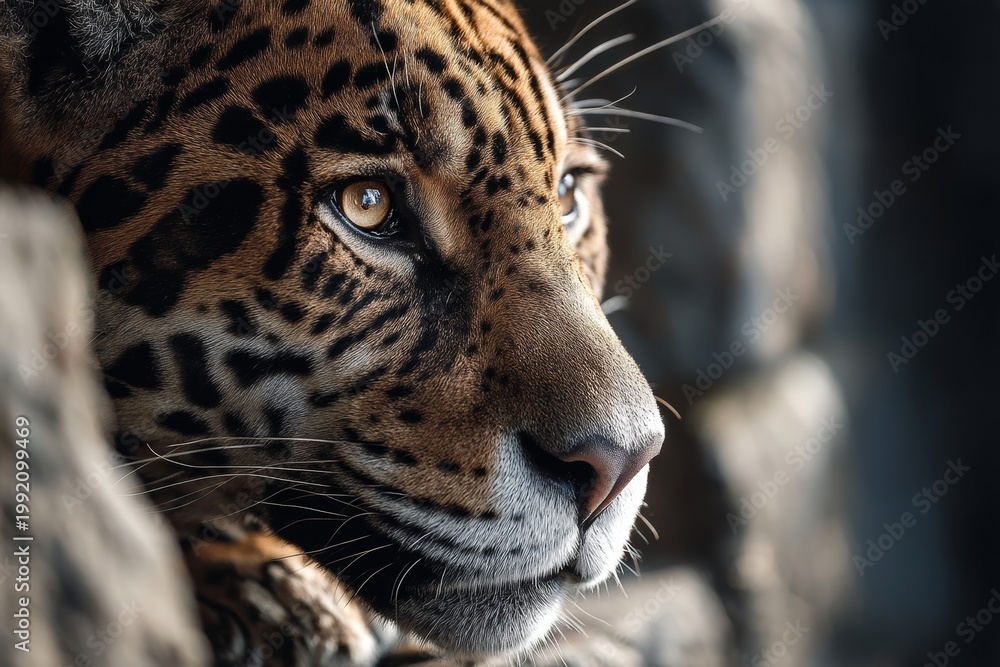 Obraz premium Portrait of a jaguar in a zoo