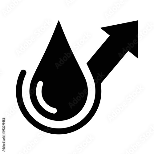 Water Drop Icon with Upward Arrow Wetness Indicator and Moisture Absorption Symbol