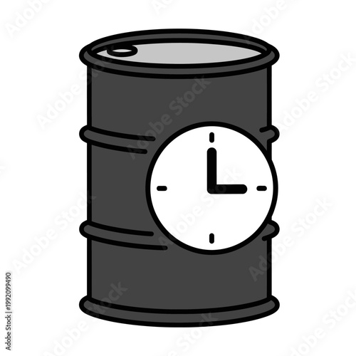 Time is Money Oil Barrel with Clock Symbolizing Energy Industry Timeliness and Market Volatility