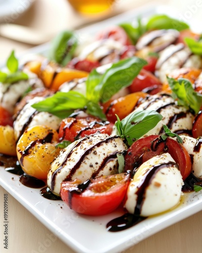 Fresh Caprese Salad Elegantly Drizzled with Balsamic Glaze