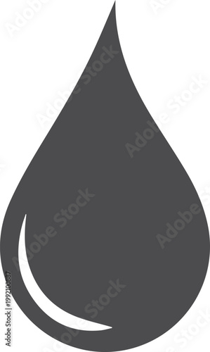 Dark gray water drop on white background