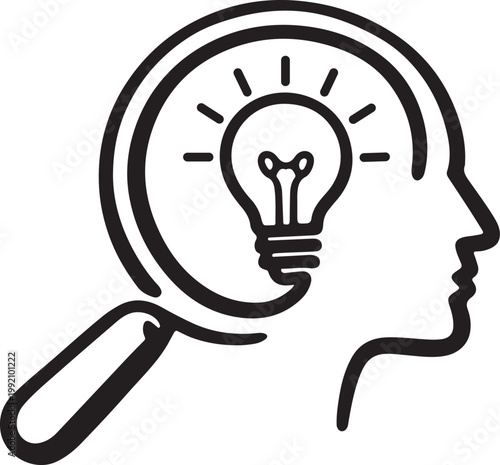 Lightbulb in head creative imagination concept icon