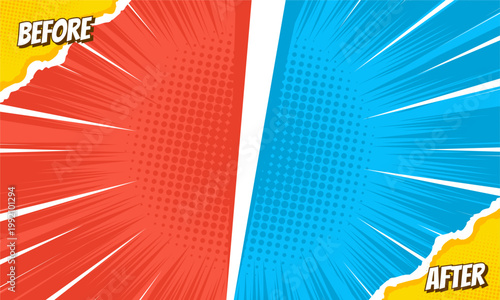 Comic cartoon before and after background