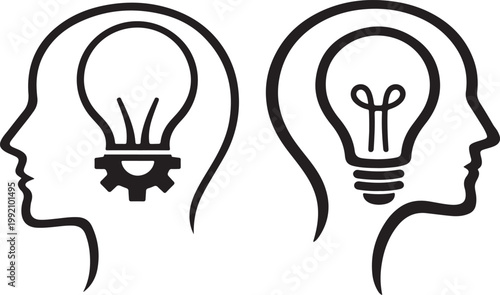  Unique creative lightbulb head icon for branding and logo