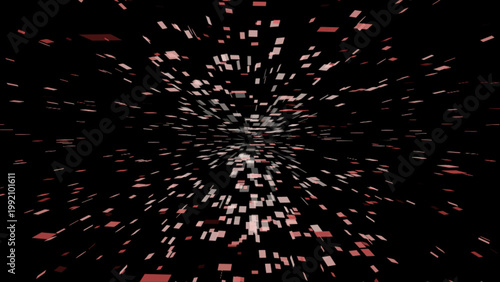 Explosion of red rectangles and squares on black background an abstract visual
