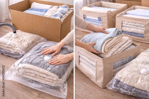 Storing Bedding with Vacuum Bags and Bins