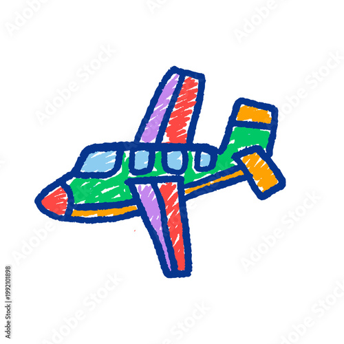 Colorful Hand Drawn Style Airplane Illustration for Kids
