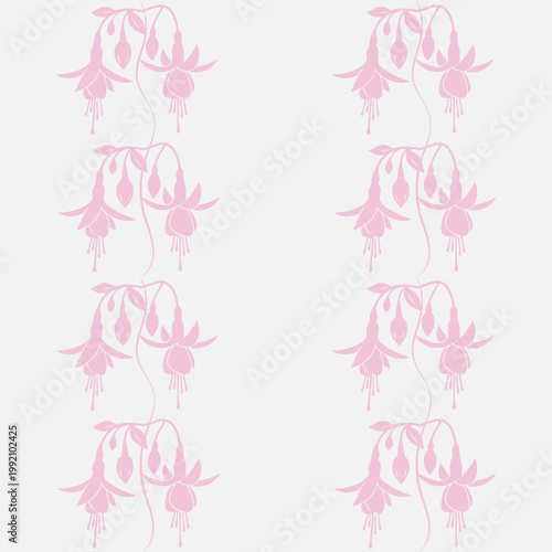 Pink Floral Stems Minimalist Seamless Pattern