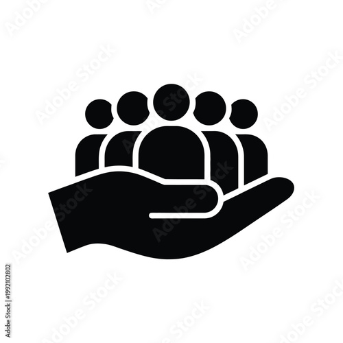 A hand gently cradling a group of silhouetted figures