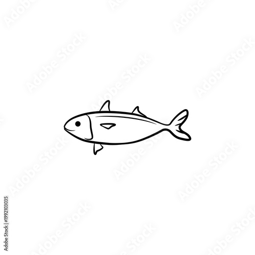Minimalist Fish Line Art Illustration for Marine Life