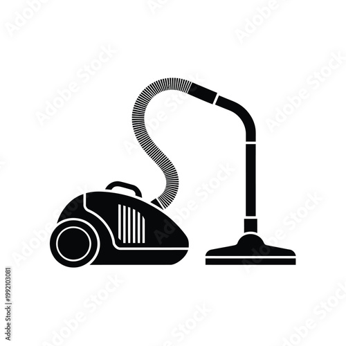 Simple black and white illustration of a modern vacuum cleaner