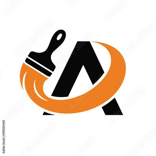 Abstract logo design featuring a paintbrush stroke and letter a